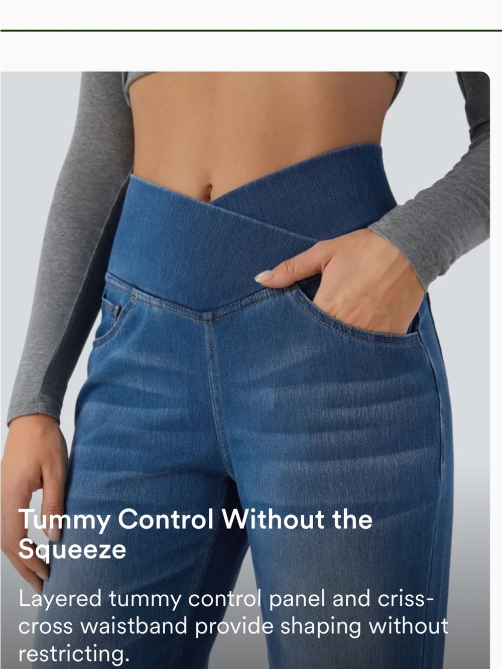 Halara Flex™ Crossover High Waisted Tummy Control Casual Straight Leg Jeans - Picture 8 of 16